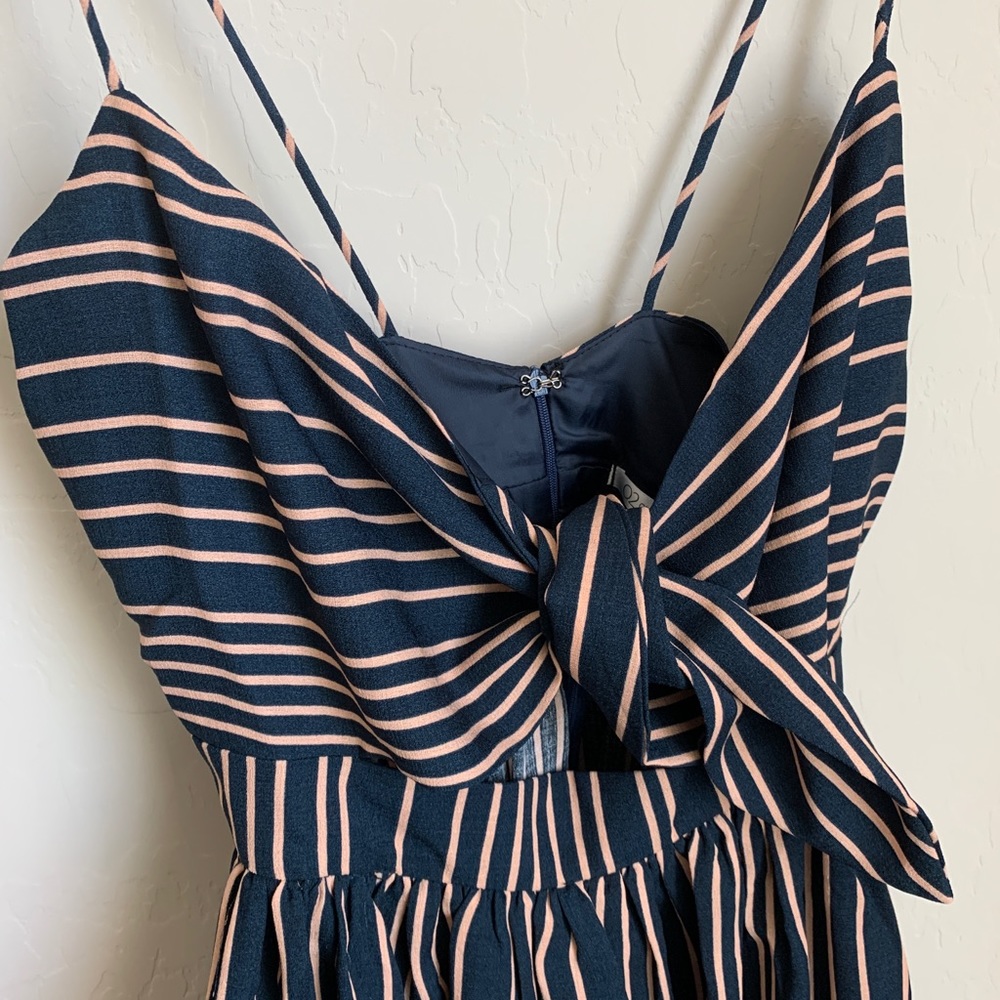 Stripe Bow Midi Dress (NAVY and CREAM) - Picture 8 of 8